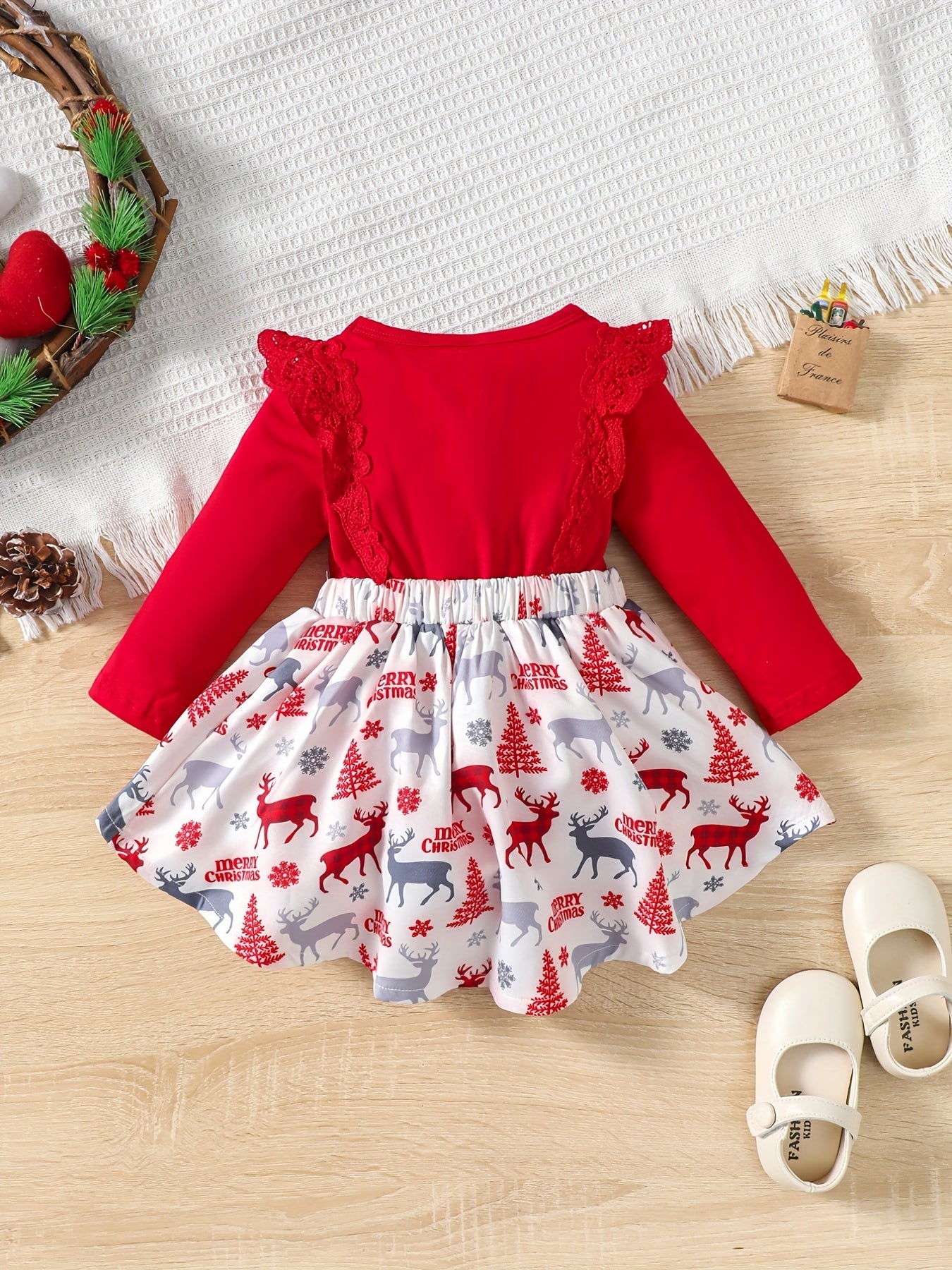 Baby Girl's Floral Romper Dress Ruffle Long Sleeve Puffy Dress