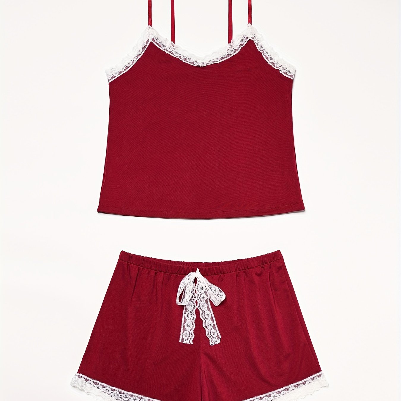 Lace Trim Pajama Set Cami Top & Shorts Women's Sleepwear