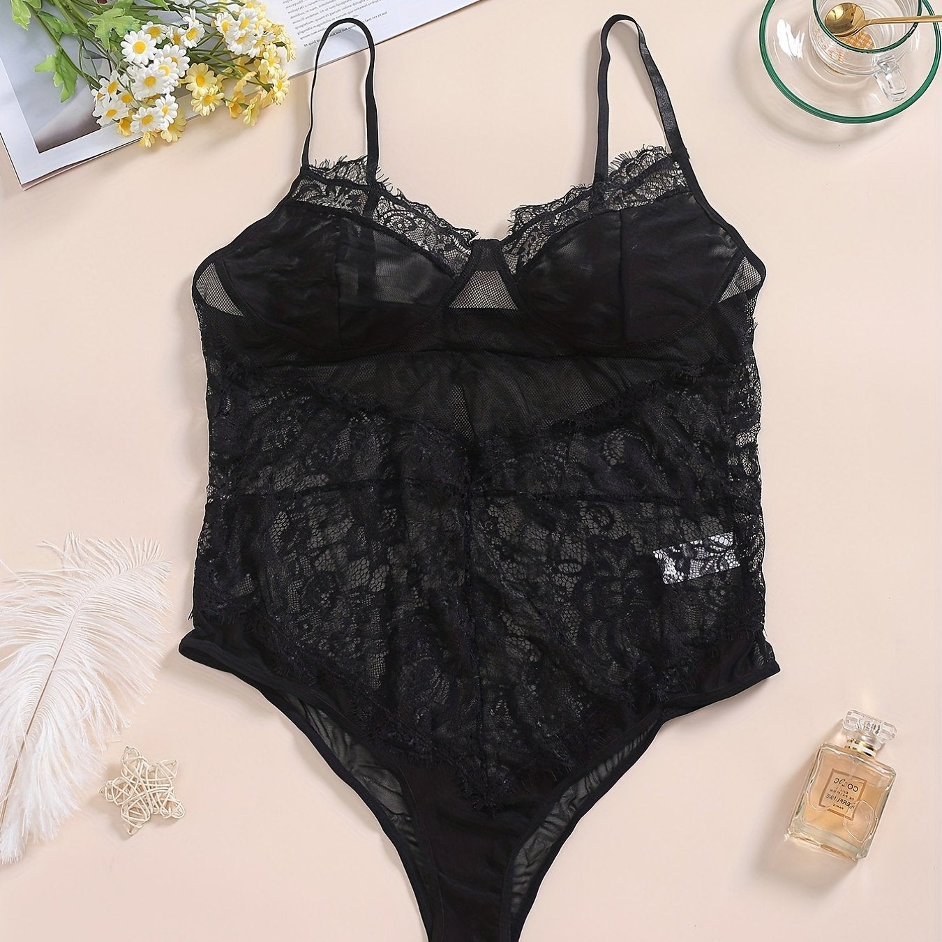 Floral Lace Sexy Plus Size Bodysuit Lingerie