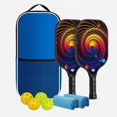 Fiberglass Pickleball Paddles Set with 2 Balls, Towels & Bag