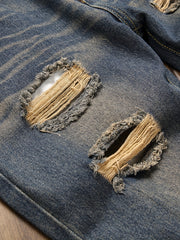 Slim Fit Ripped Jeans Mens Distressed Denim Pants