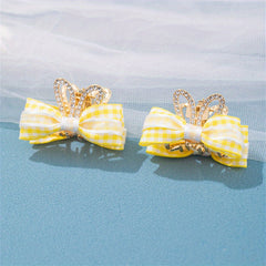 Child's Double Sided Butterfly Bow Rabbit Ear Crown Hair Clip
