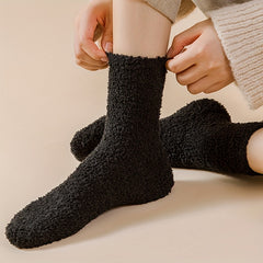3 Pairs Fuzzy Mid Tube Socks Women's Stockings