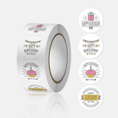 500pcs Happy Birthday Stickers Roll - 2 1inch Round Lables for Gift Wrapping DIY