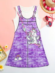 Girls Unicorn Sleeveless Dress Summer Party Gift