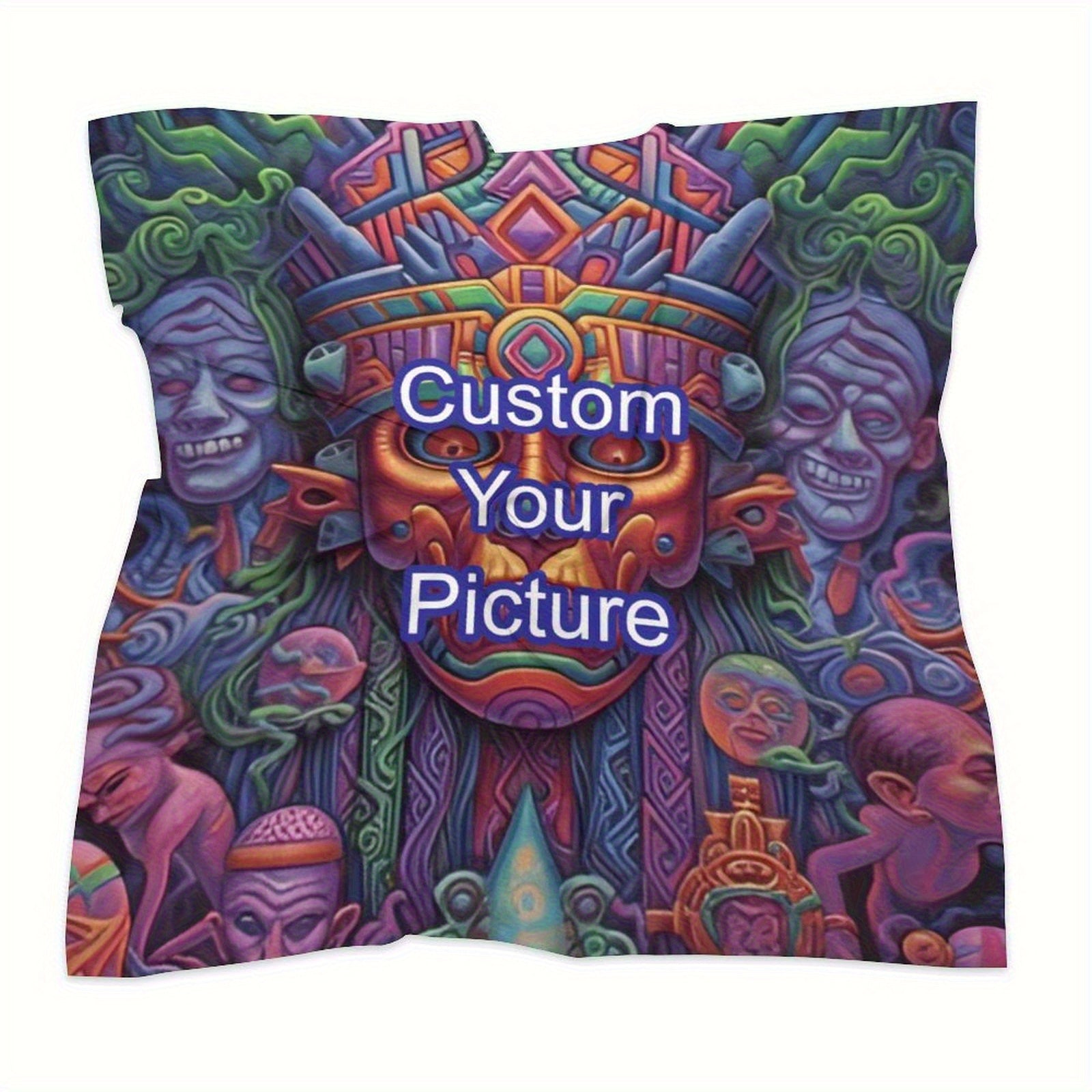 Custom Personalized Square Scarf for Women and Men with Name & Photo