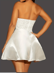 Backless Hollow Aline Tube Dress Mini Dress for Wedding Party