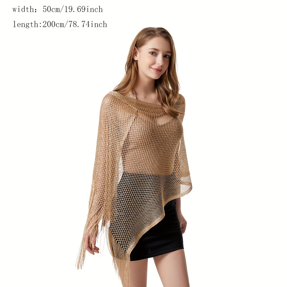 Glitter Tassel Shawl Hollow Out Wrap Sunscreen Beach Towel Cape