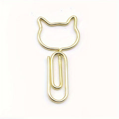 50pcs Cat Shaped Paper Clips Office Stationery Metal Clips Golden Memo Clips