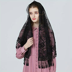 Bridal Mantilla Veil Ivory Lace Polyester Fiber