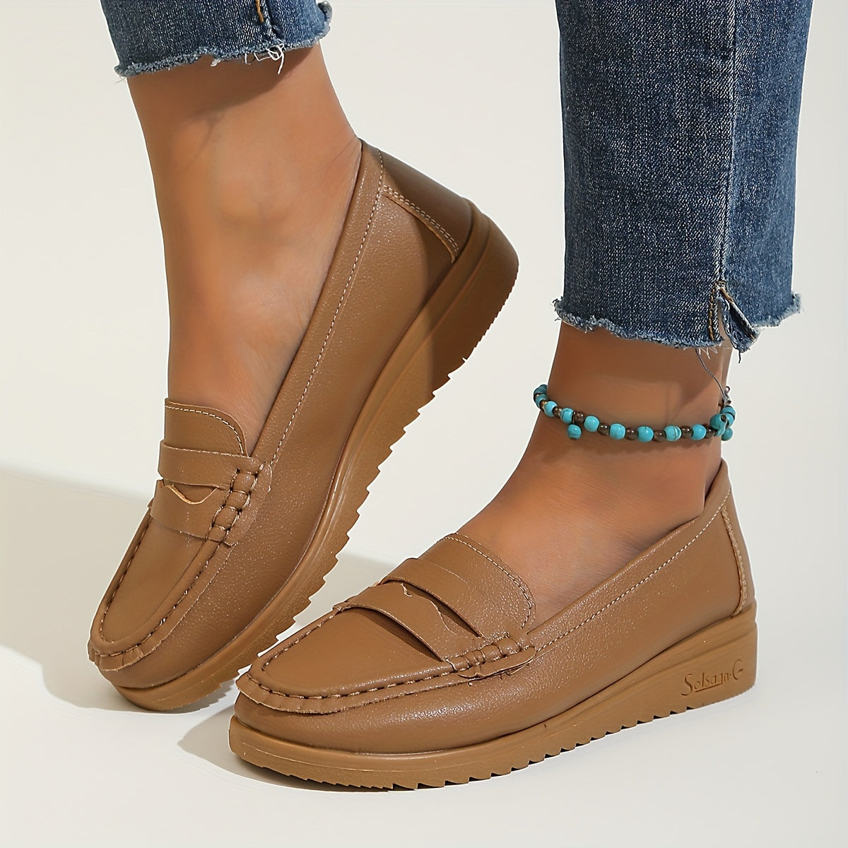 Women's Flat Loafers Faux Leather Slip On Shoes
