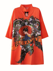 Cheongsam Sleep Dress Ethnic Style 3/4 Sleeve Nightwear