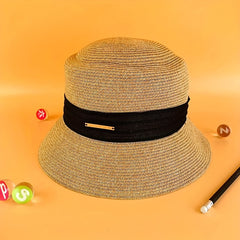 Straw Bucket Hat Breathable Sunshade Outdoor Summer Travel Beach Hats