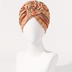 Yellow Boho Floral Twist Turban Cap Pre Tied Bonnet Women Headwrap