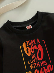 Boys Sweatshirt Letters Of Love Print Long Sleeve Casual Pullover Top