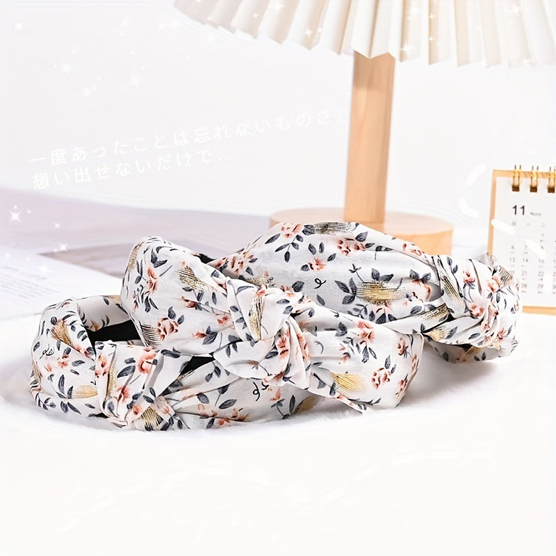 Floral Print Women Headband Wide Cloth Hairband Vintage Hair Accessories