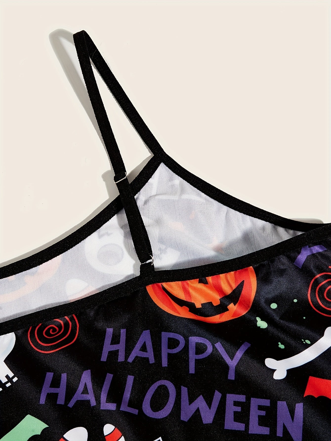 Gothic Nightdress Women's Plus Skull & Pumpkin Print Round N