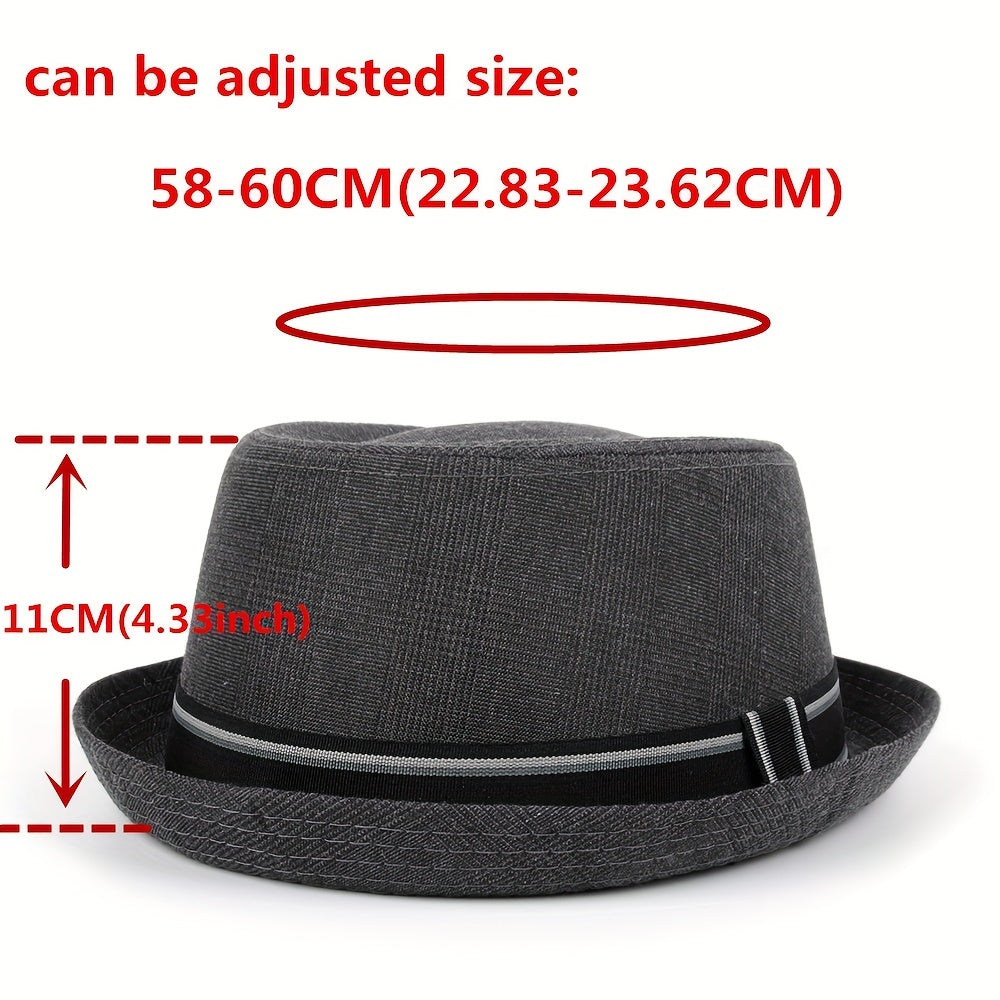 Men Fedora Hat Flat For Gentleman Dad Bowler Hand Wash
