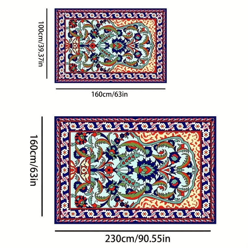 Large Prayer Rug Vintage Floral Non Slip Mat