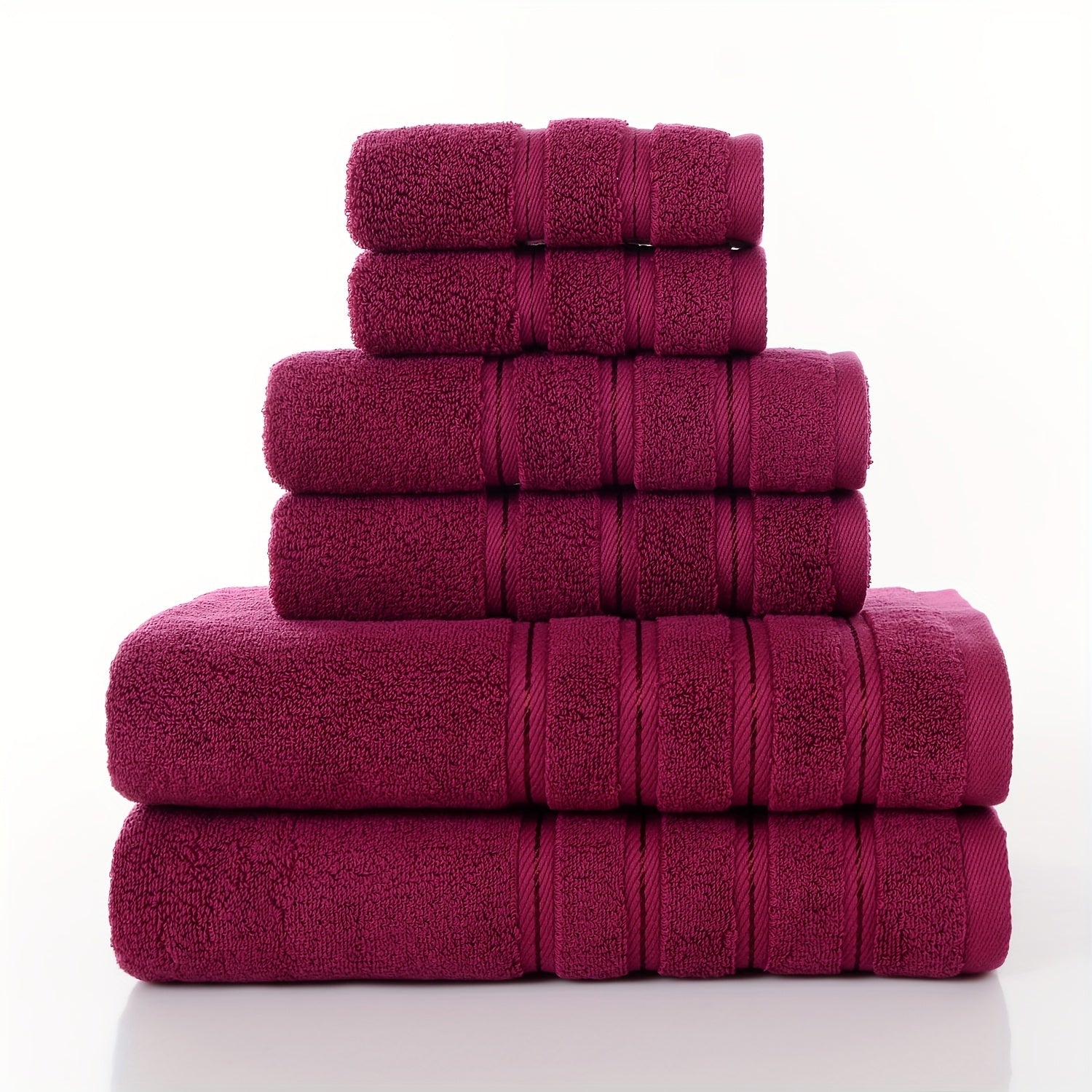 6pcs Solid Towel Set Soft And Absorbent Towels For Bathroom