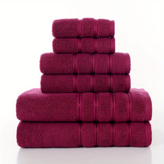 6pcs Solid Towel Set Soft And Absorbent Towels For Bathroom