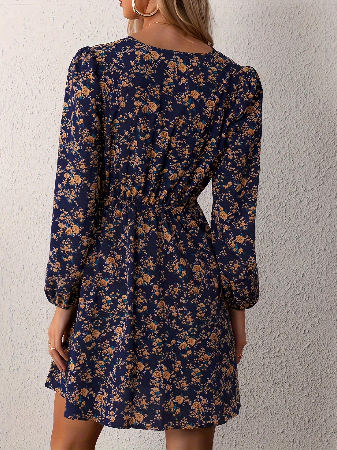 Floral Lantern Sleeve Mini Dress