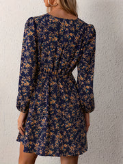 Floral Lantern Sleeve Mini Dress
