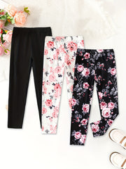 3pcs Toddler Girls Boho Floral Print Ankle Pants Set