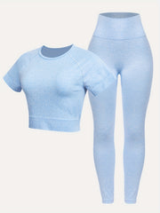 Seamless Sports Wear Set: T shirt & Leggings - Moisture wicking & Breathable