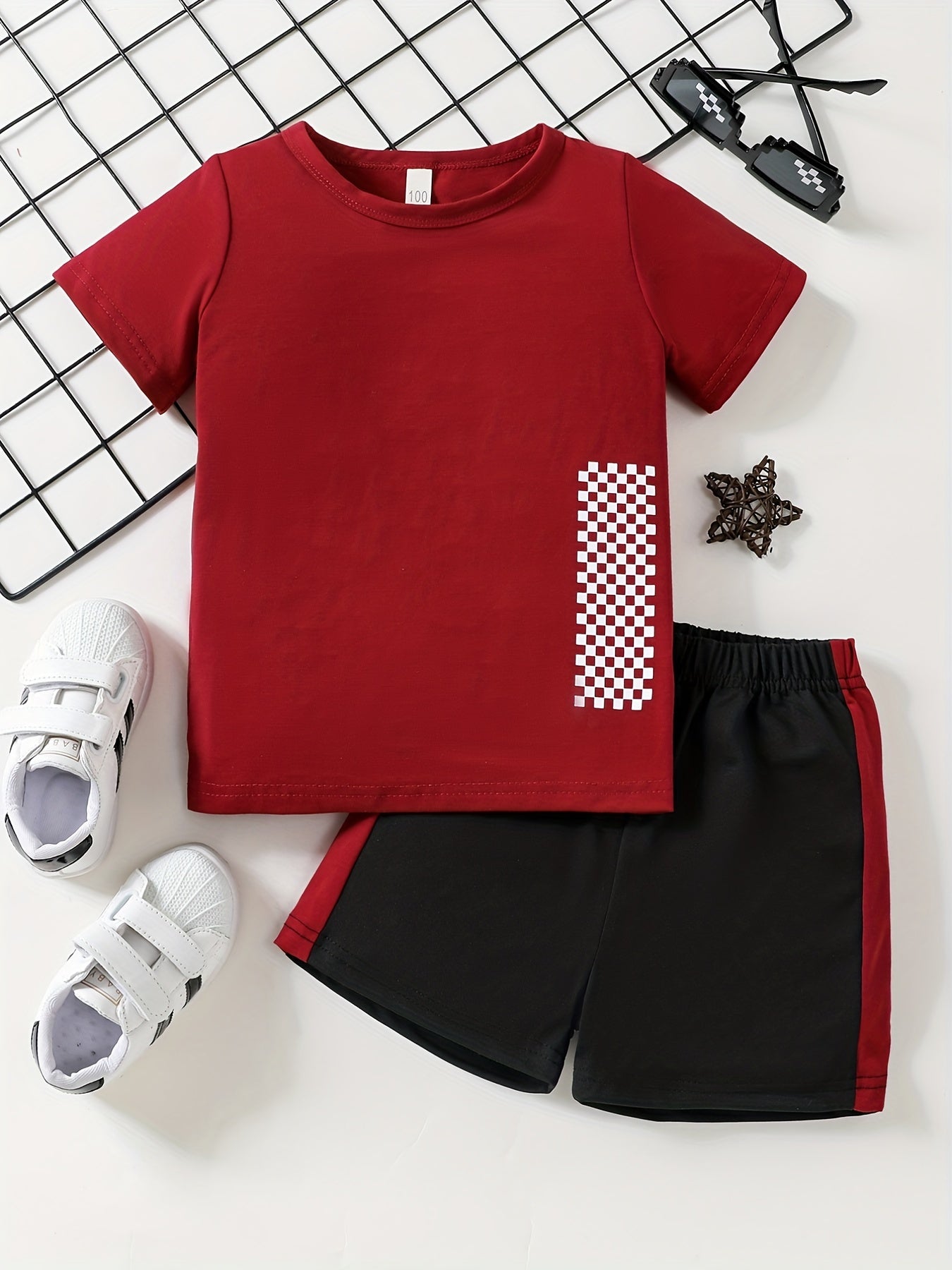Boys Casual Outfit Round Neck T-shirt & Shorts Set