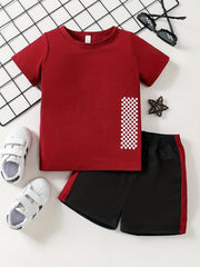 Boys Casual Outfit Round Neck T-shirt & Shorts Set