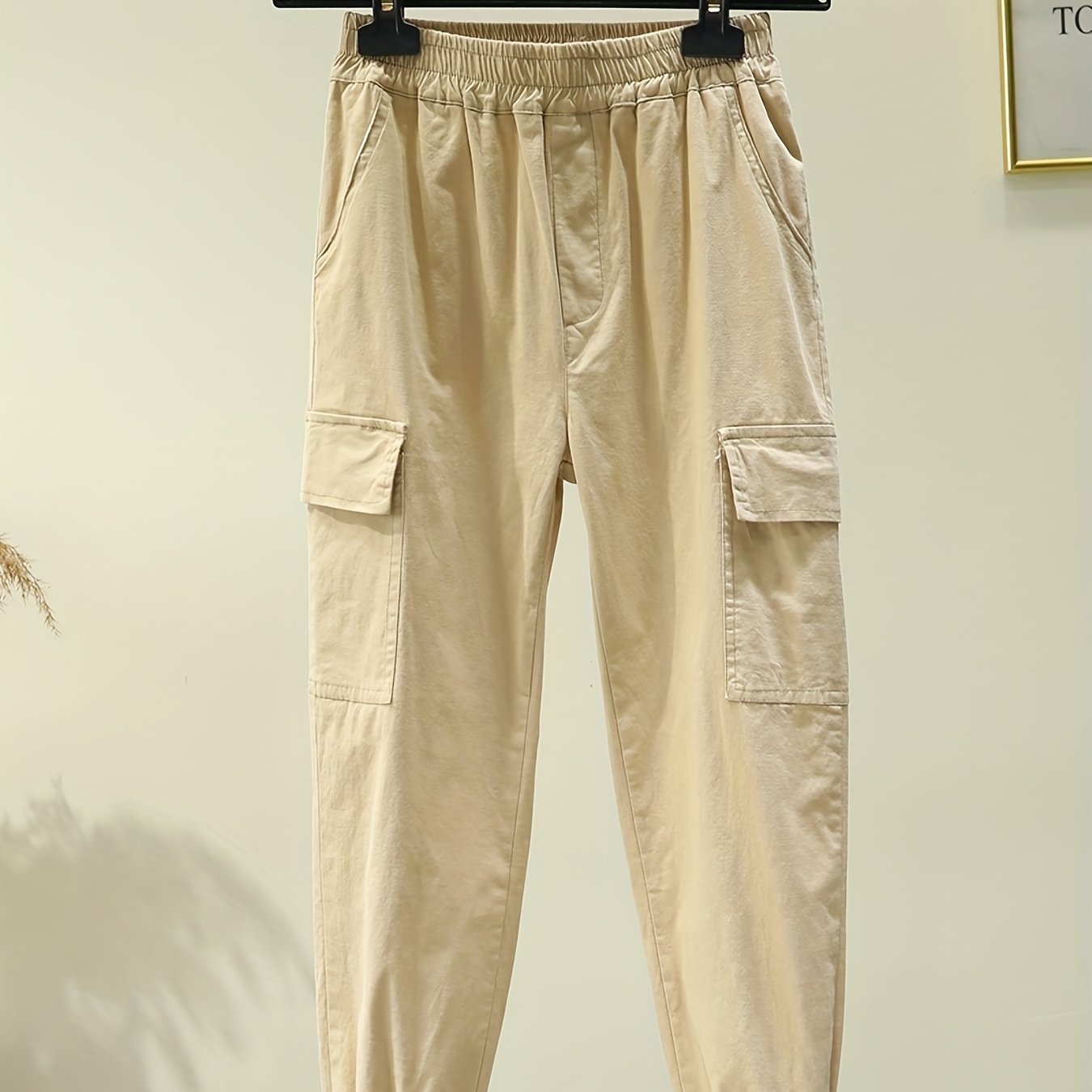 Girls Casual Cargo Pants With Pockets Solid Stretch Pants