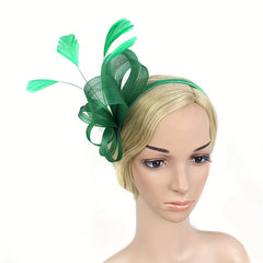 Green Feather Fascinators Hat Bridal Headband Cocktail Tea Party Headwear