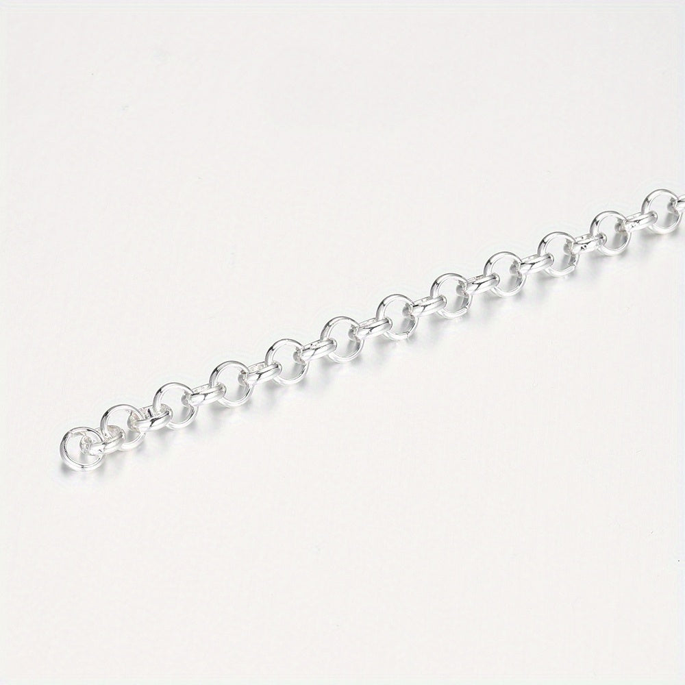 2 Meters Silver Plated Copper Link Chain for Jewelry Making