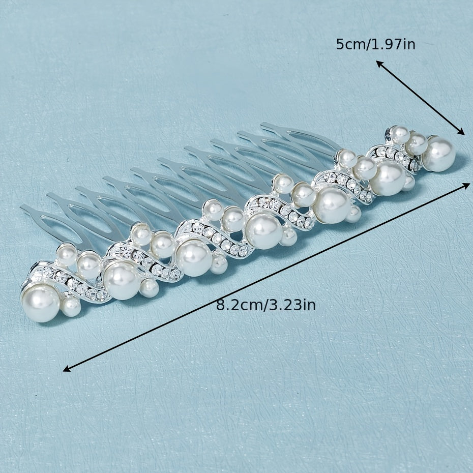 Pearl Hair Comb Silver Hairpin Tiara Wedding Birthday Cosplay
