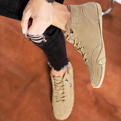 Men's Lace up Boots Casual Walking Shoes Velcro Closure
