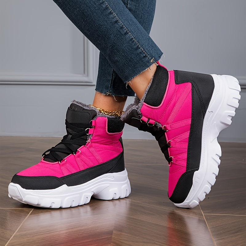 Waterproof Winter Snow Boots For Women Lace up Height Increased Platform