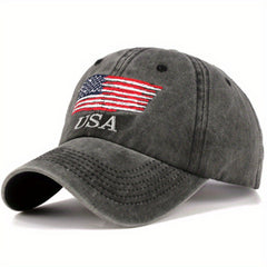 Vintage Washed Adult Baseball Cap Flag Embroidery Sun Visor Couple Hats