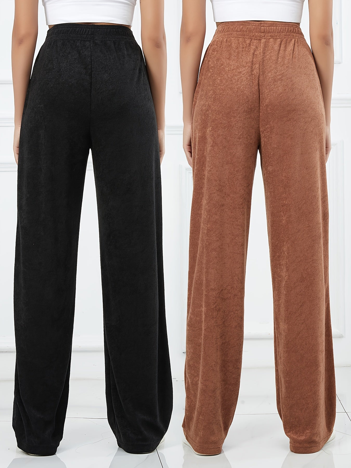 Solid Straight High Waist Running Jogger Pants Women's Activewear