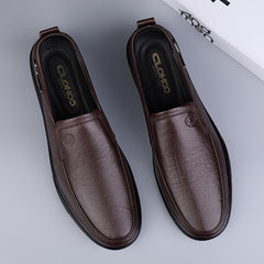 CLOHOO Men's Leather Slip On Soft Insole Casual Dress Shoes