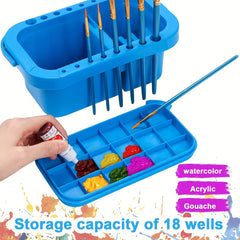 Rectangular Brush Tub with Integrated Palette in Lid 16 Hole Function