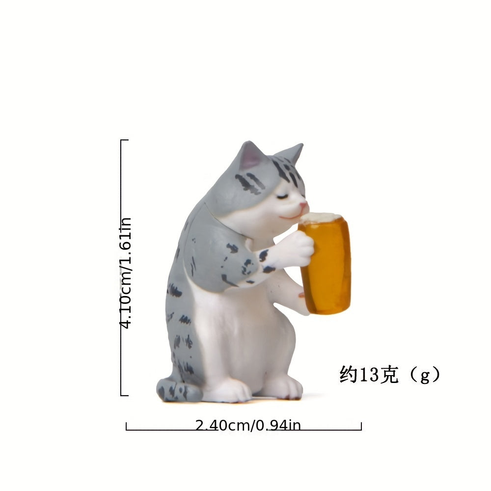 Chubby Cat Car Toy Decor Mini Beer Cat Auto Accessories Interior Cartoon