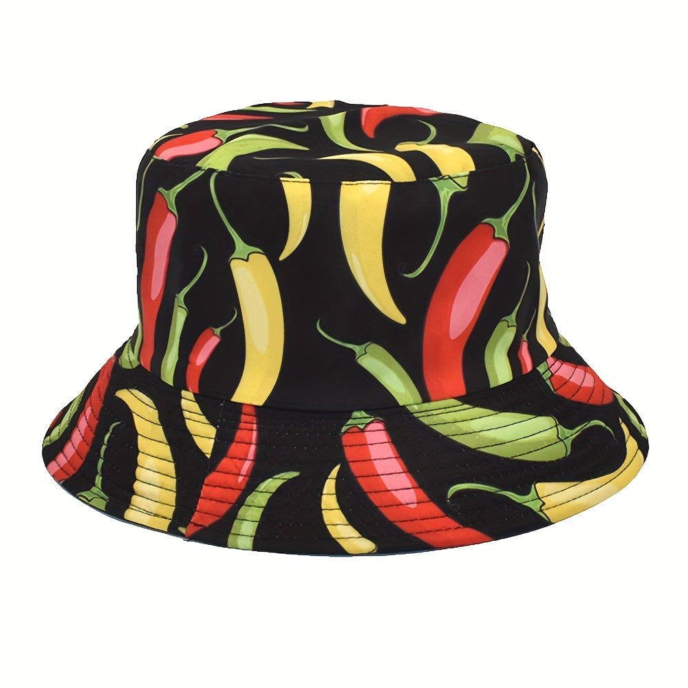 Colorful Pepper Pattern Fisherman Hat Casual Sunscreen Bucket Hats