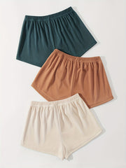 Solid Lounge Bottoms Soft Elastic Waistband Shorts Womens Loungewear