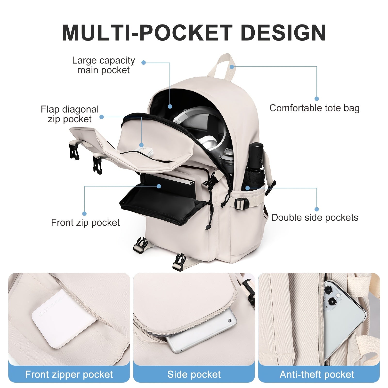 Versatile School Backpack for Men Middle High School Students College Style