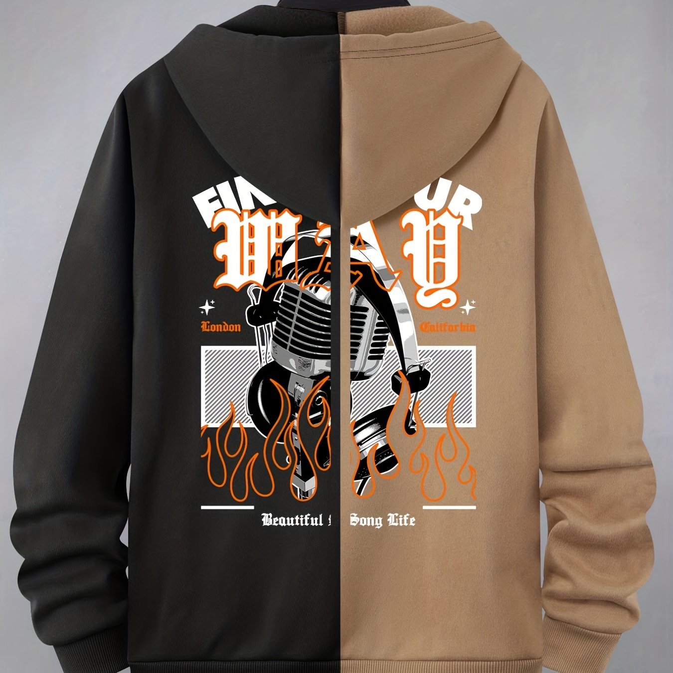 Abstract Pattern Print Hooded Jacket | Full Zip Up