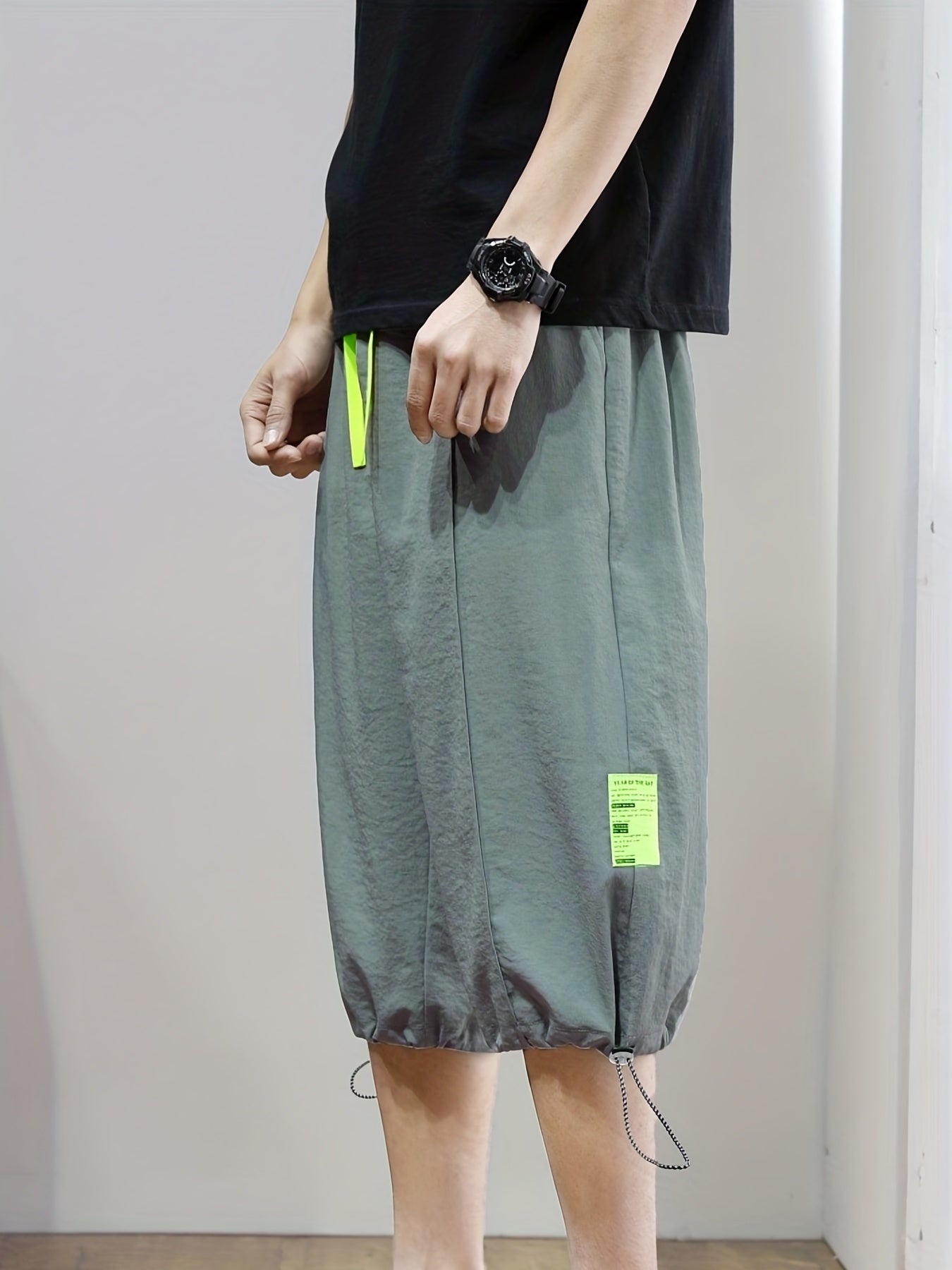 Men's Breathable Drawstring Waist Shorts Long Length Casual Summer