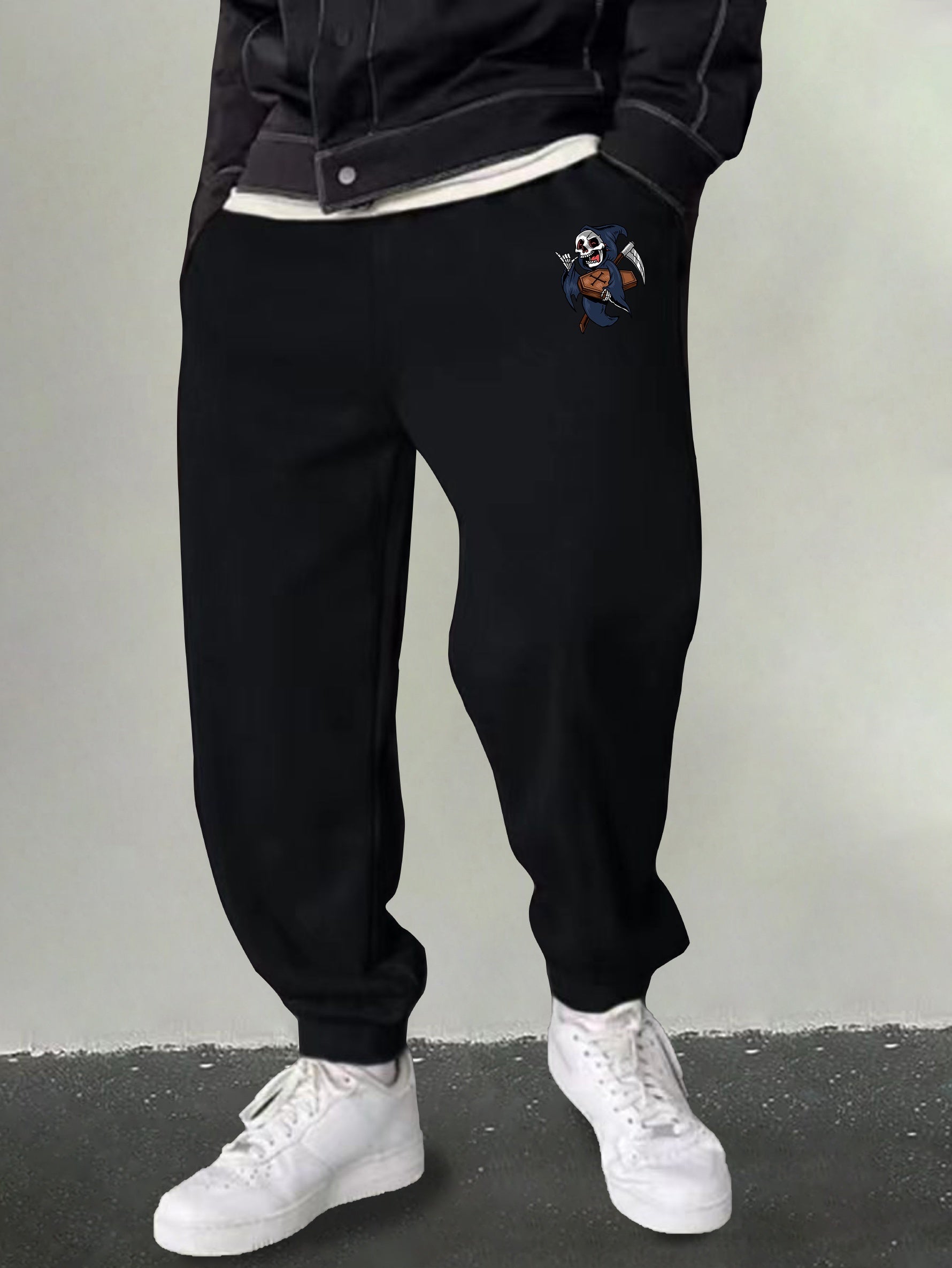 Men's Cartoon Death Print Joggers Casual Sweatpants
