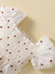 Girls Puffy Sleeve Heart Graphic Tutu Dress