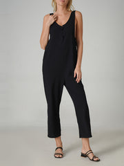 Women's Button Sleeveless V Neck Jumpsuit